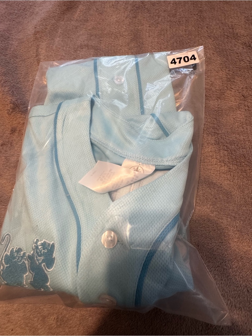 Walt Disney Cinderella Princess NWT Baseball Jersey Sky Blue Size XS Short L - Picture 8 of 8